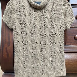 Banana Republic Tan Cowl Neck Sweater with Cable Knit Design